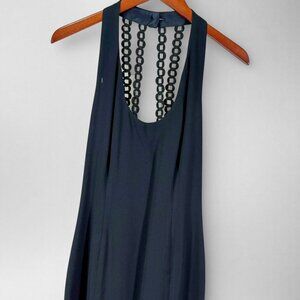 Nicole Miller Black Halter Dress Open Back Chain Detail Size 8 Cocktail